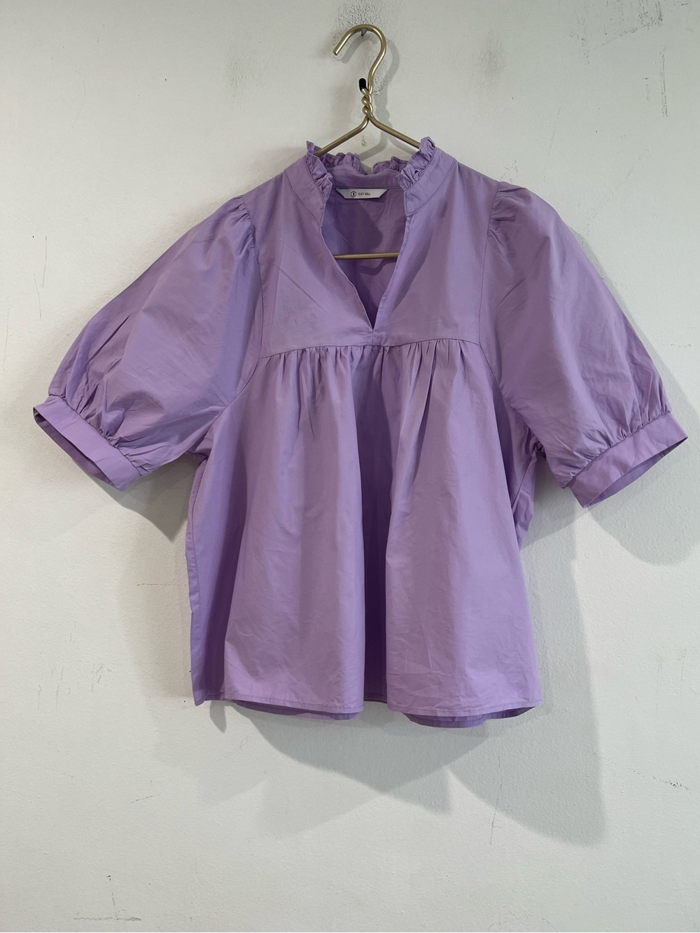 CICY BELL  Lavender Puff Sleeve V-Neck Top S